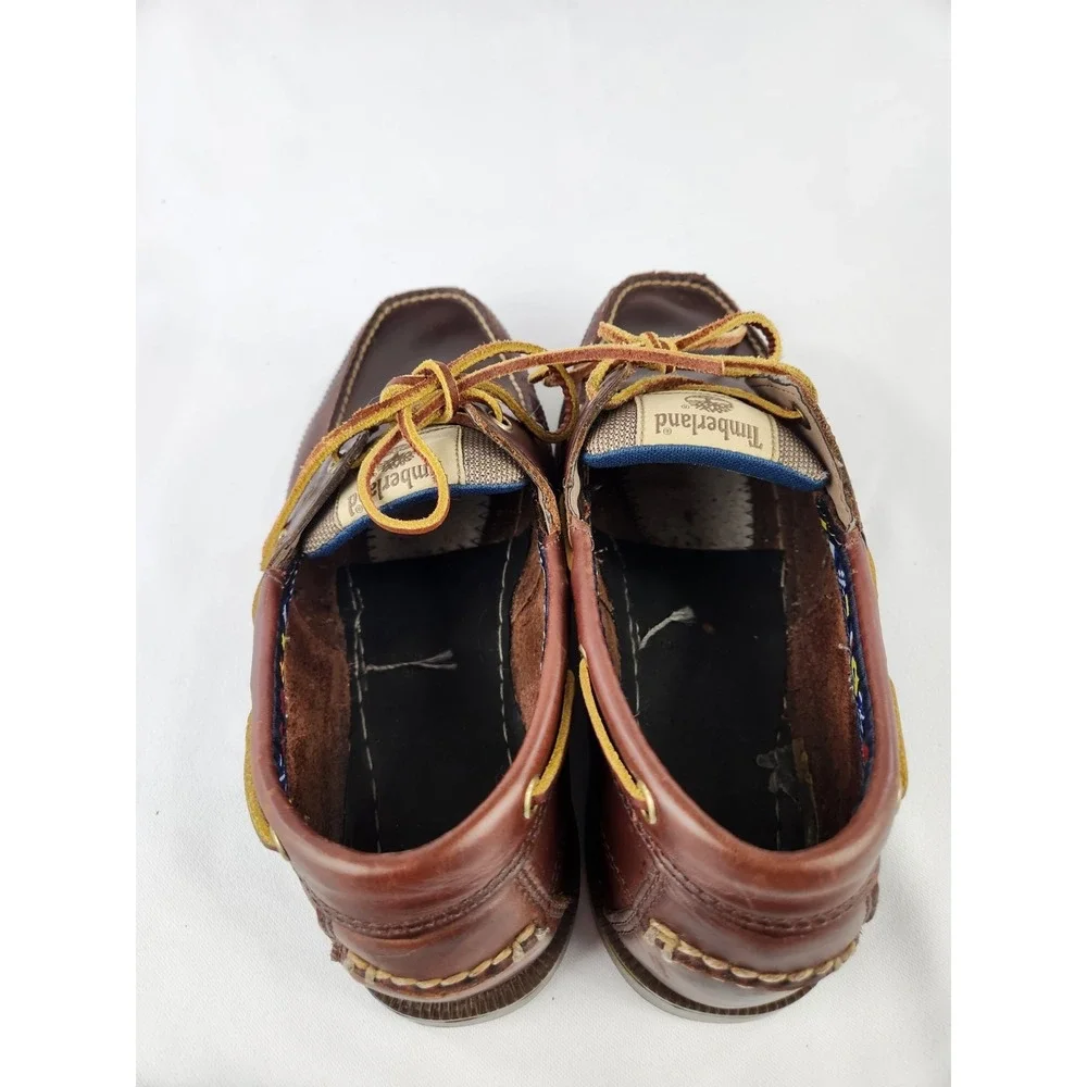 Timberland Classic 2 Eye Boat Shoes Men 9.5 Wide Brown Leather Deck Earthkeepers